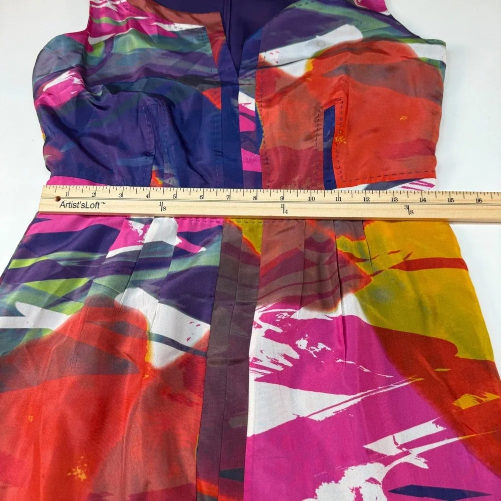 Tory Burch Silk Multicolor Abstract Print Dress Women's Size 4 Sleeveless